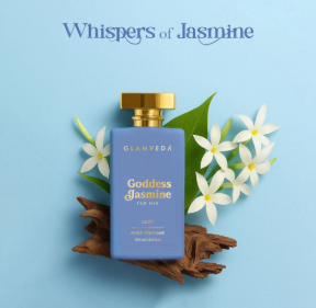 Luxury jasmine perfume bottle with floral fragrance